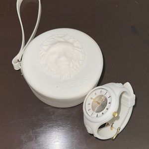 white versace watch with case